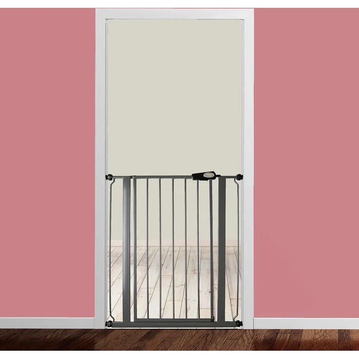 Bettacare Sicherheitsgitter für Kinder und Hunde, Schmal, 68.5cm - 75cm, Schiefergrau, Extra hohes Babygitter von 104cm Höhe, Schmales Druckmontage-Sicherheitsgitter für Treppen – Bild 2