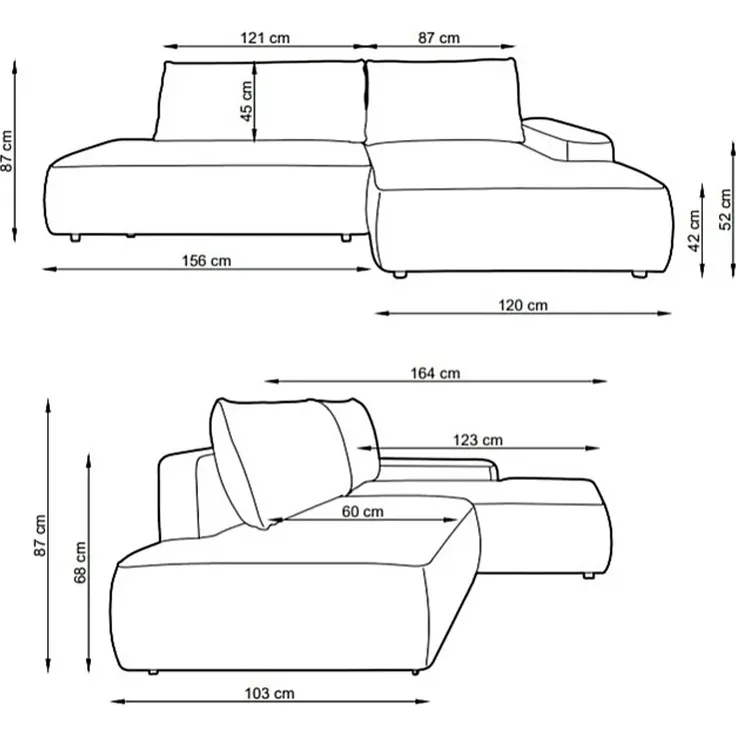 Vente-unique - DAVISO Sofa Stoff Grau - B 164 cm x H 87 cm x L 276 cm – Bild 7