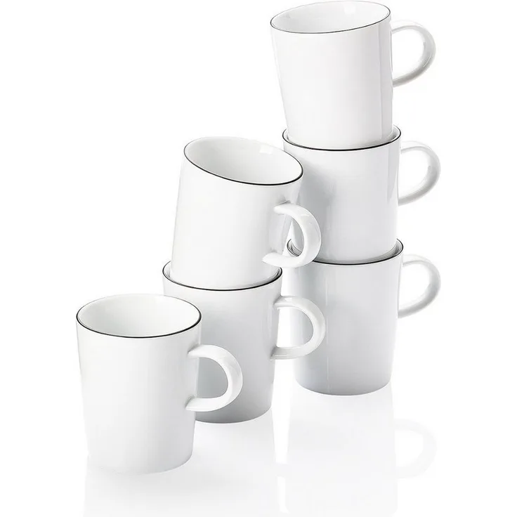 Arzberg Cucina-Basic Becherset 6-tlg, Tassen, Porzellan, Colori Black, 280 ml, 42100-671167-28443