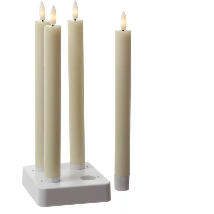 MARELIDA LED-Kerze LED Stabkerzen LISA Tafelkerzen Dinnerkerzen wiederaufladbar creme 4St, LED Classic, warmweiß (2100K bis 3000K) – Bild 4