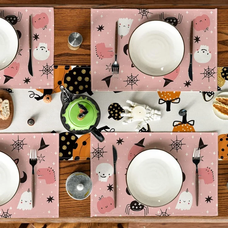 ABC Halloween-Platzset, 4-teilig, Spinnen- und Fledermausmotiv, 30 x 45 cm – Bild 4