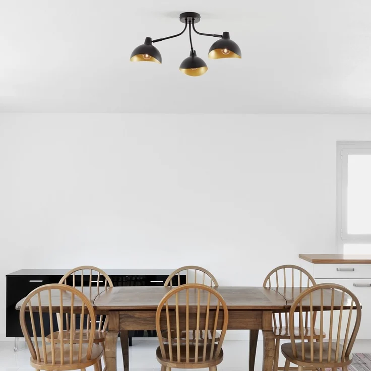 Nova Luce 9555807 GETI Deckenleuchte mit Leuchtenarm 3-flammig Schwarz Gold E14 – Bild 1