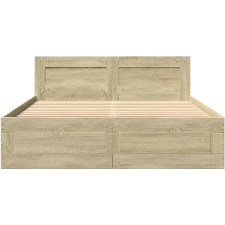 vidaXL Bettgestell mit Kopfteil Sonoma-Eiche 120x200 cm Holzwerkstoff 3295571 – Bild 5