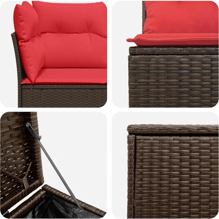 vidaXL Sofa Set 5 stk. Braun und Rot 179 x 179 x 85 cm 3447837 – Bild 7