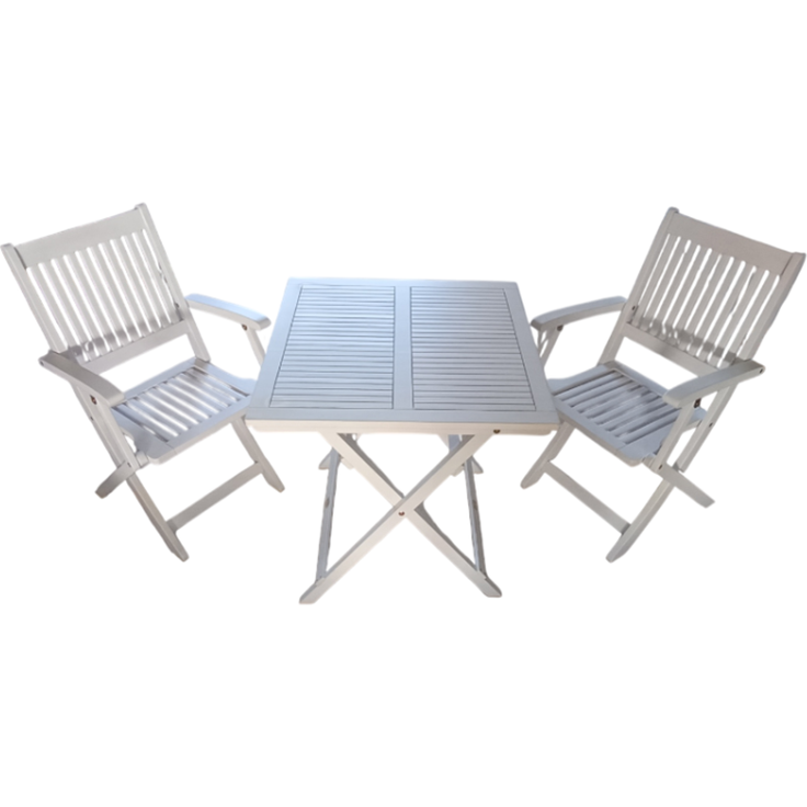 Sedex Gartenset Linus 3-teilig Eukalyptusholz FSC® Sedex weiß gewischt mit Klapptisch und 2 Klappstühlen – Bild 8