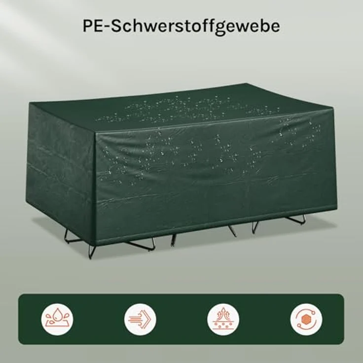 WOLTU Garten Schutzhülle Gewebeplane abdeckplane gartenmöbel für gartentisch Abdeckhaube PE 180 x 120 x 70 cm Grün GZ1229gn – Bild 5