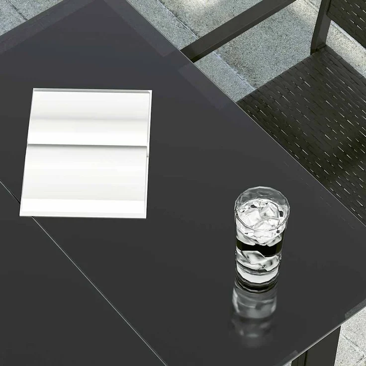 Gartentisch, Esstisch, Küchentisch Schwarz 160x80x74 cm Stahl und Hartglas – Bild 4