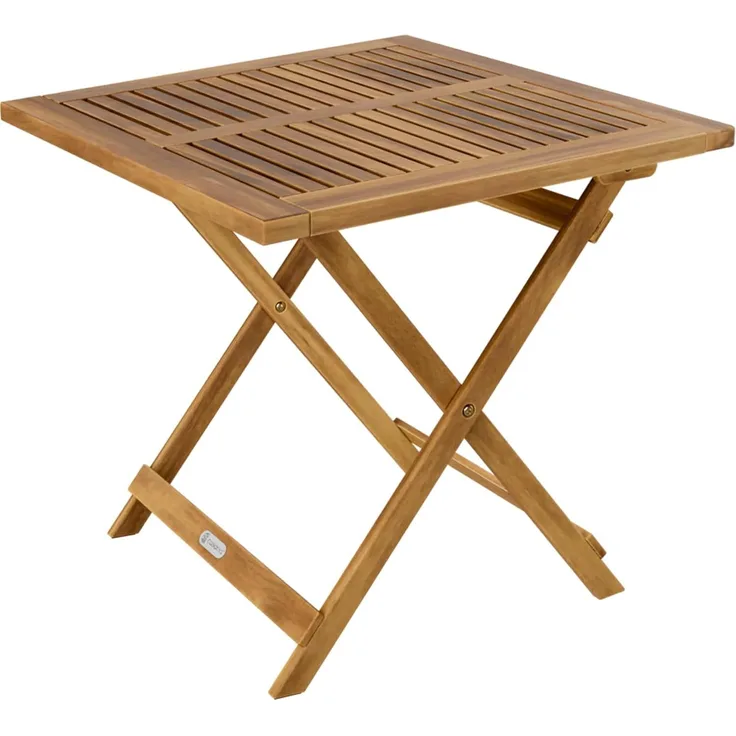 Casaria Klapptisch, klappbar, 80kg belastbar, Akazienholz natur, 70 x 70 x 73 cm