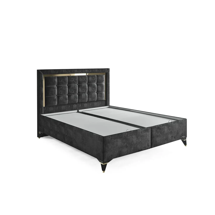 Schlafzimmer-Set "Florimella" – Bett mit Bettkasten, Nachttisch, Mit Matratze-Anthrazit – Bild 4
