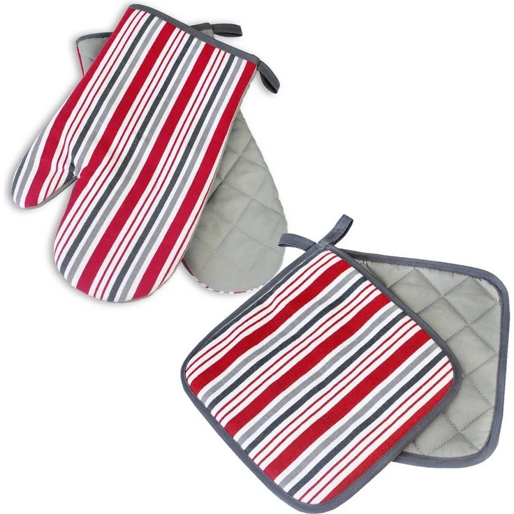 Delindo Lifestyle Topfhandschuhe Ofenhandschuhe, Topflappen, (4er Sparset, 4-tlg, bestehend aus 2x Ofenhandschuh + 2x Topflappen), Hitzebeständig bis 250 °C für maximal 15 Sekunden – Bild 1