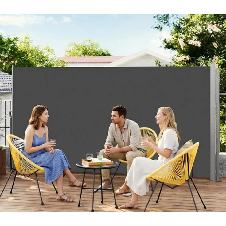 SONGMICS Seitenmarkise mit Stahl-Kasten, rostbeständig, ausziehbar, Anthrazit, 160x500 cm – Bild 1