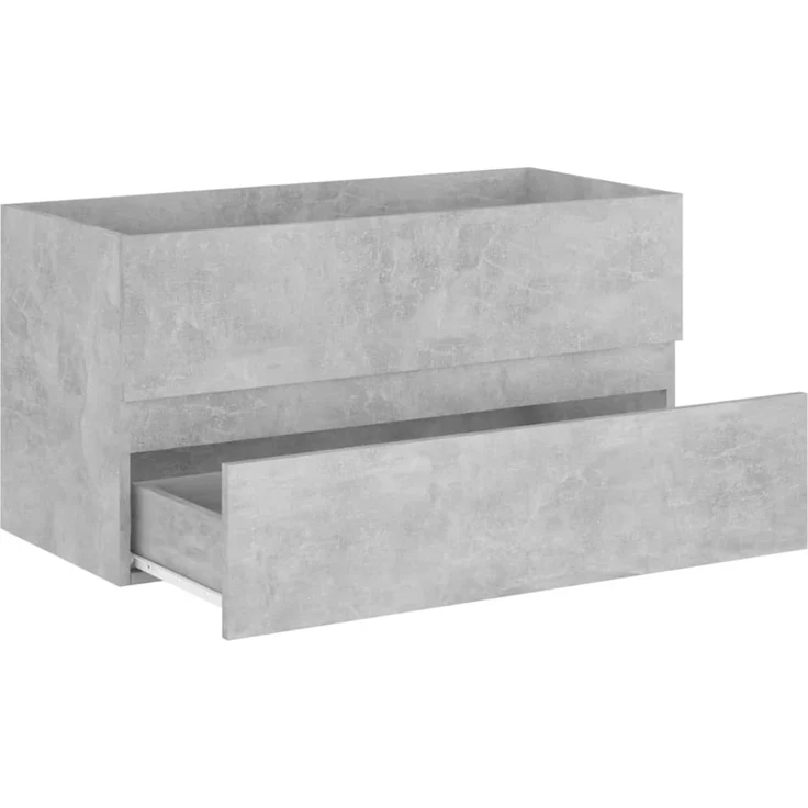 Waschbeckenunterschrank, Badschrank, Unterschrank Betongrau 90x38,5x45 cm Holzwerkstoff j90p – Bild 4