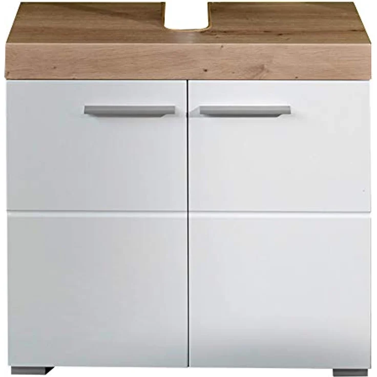 Trendteam 'Amanda' Waschbeckenunterschrank, Hochglanz, 56 x 34 x 60 cm, Weiß / Eiche – Bild 2