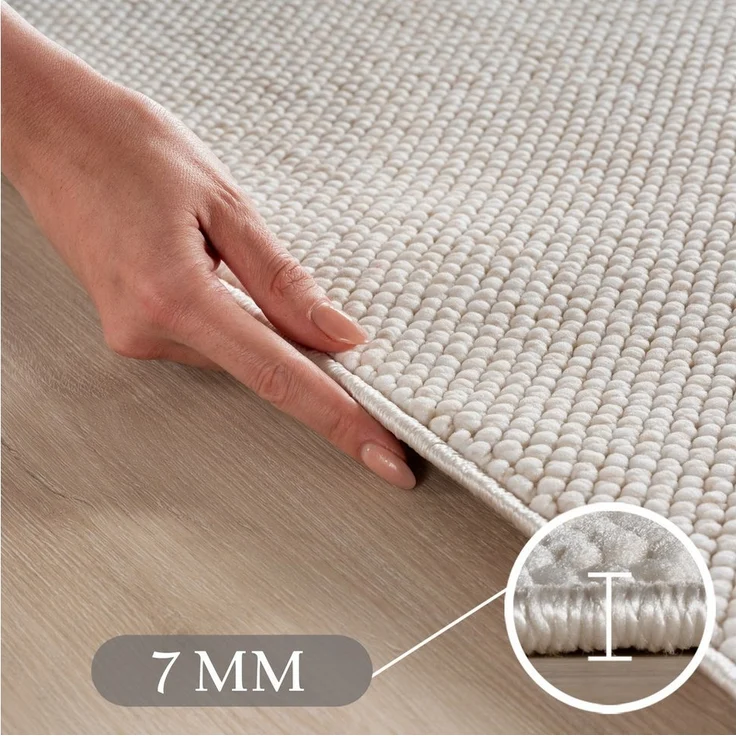SIMPEX24 Designteppich Einfarbig Boucle Loop, Rund, Höhe: 7 mm, Teppich Wohnzimmer, Schlafzimmer, Gästezimmer – Bild 2