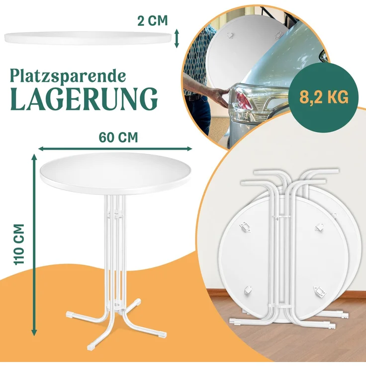 KESSER® Gastro Stehtisch klappbar - Gastronomie Bistrotisch rund - Wetterbeständiger Klapptisch Gartentisch - Runder Partytisch - Hitzebeständig - Stabil und sicher Weiß, Ø 60 cm, 2er Set – Bild 6