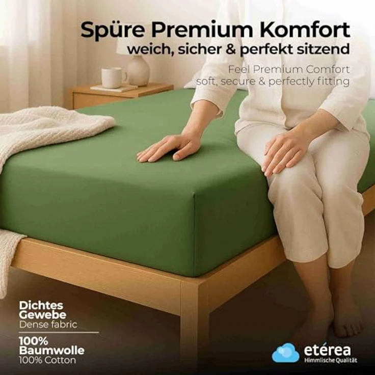 etérea Comfort Jersey Spannbettlaken Kaktus 200x200 cm - 200x220 cm – Bild 3