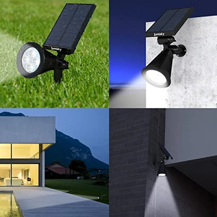 Lumisky LUMI JARDIN Solar Spot Projektor 2 in 1, 100LM, kaltweiße LED-Außenleuchte für Garten und Terrasse, Spiky W34 – Bild 4