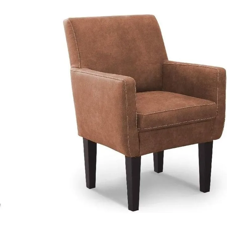 CAVADORE Diningsessel Malm / Polstersessel für Küche oder Esszimmer in Lederoptik / Mit Kontrastnaht / Passend zur Küchengarnitur Malm / 66 x 96 x 71 / Mikrofaser: cognac