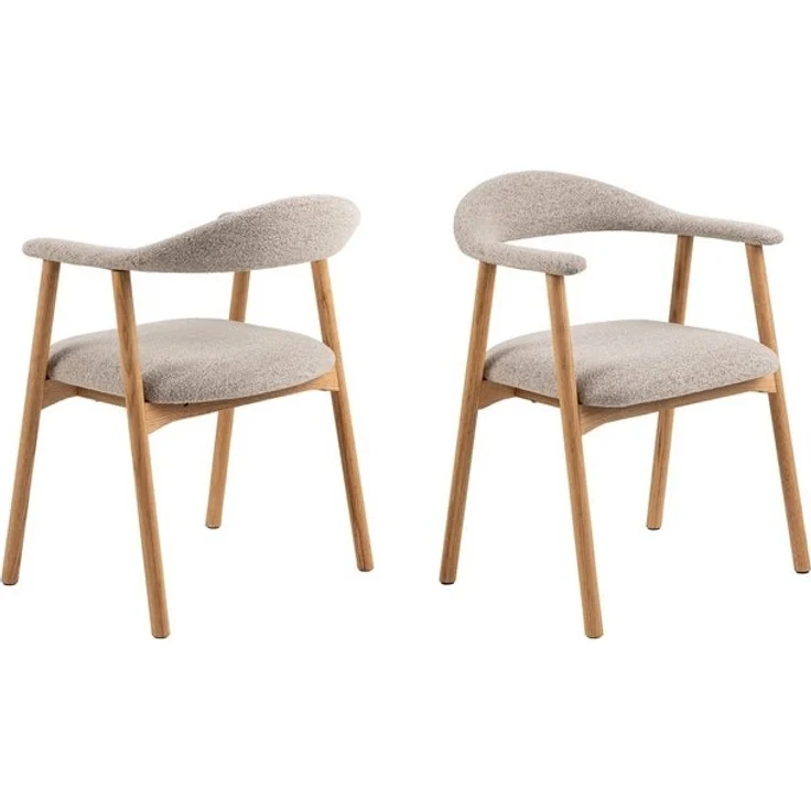 Holzstuhl >Addi< (2er-Set) in Beige, Stoff, Massivholz - 56x75,5x54cm (BxHxT) – Bild 3