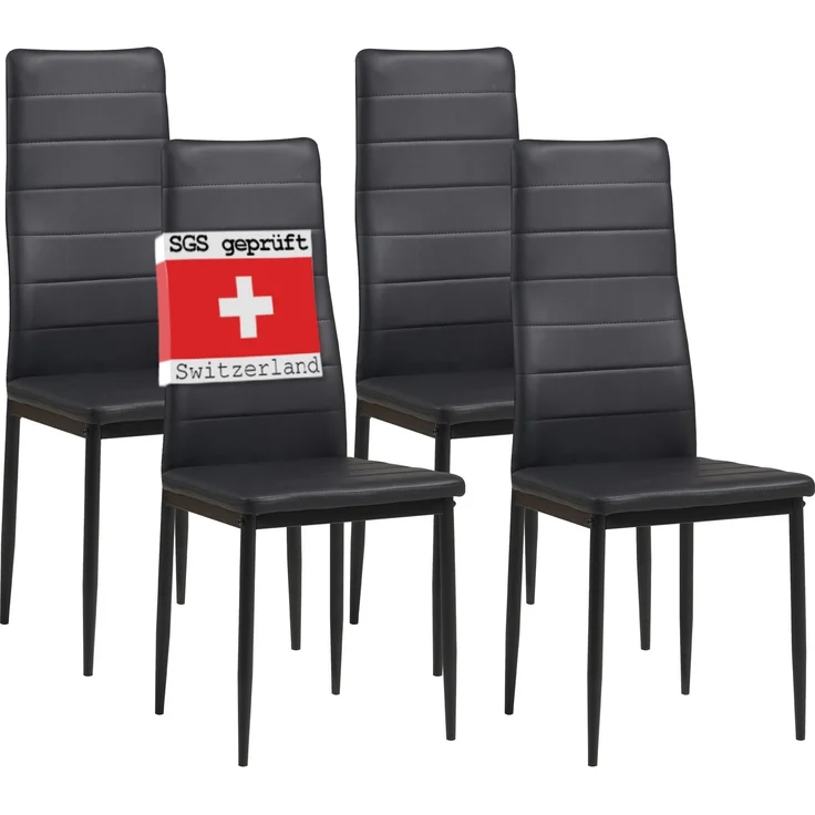 Albatros Esszimmerstühle MILANO 4er Set, Schwarz - Polsterstuhl mit Kunstleder-Bezug, Modernes Stilvolles Design am Esstisch - Küchenstuhl oder Stuhl Esszimmer mit hoher Belastbarkeit: 110kg – Bild 1