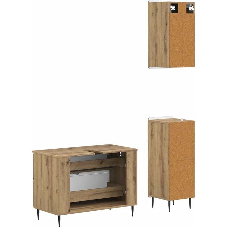 vidaXL 3-teiliges Badezimmer-Schranksystem ZWOLLE Artisan-Eiche 3417764 – Bild 6
