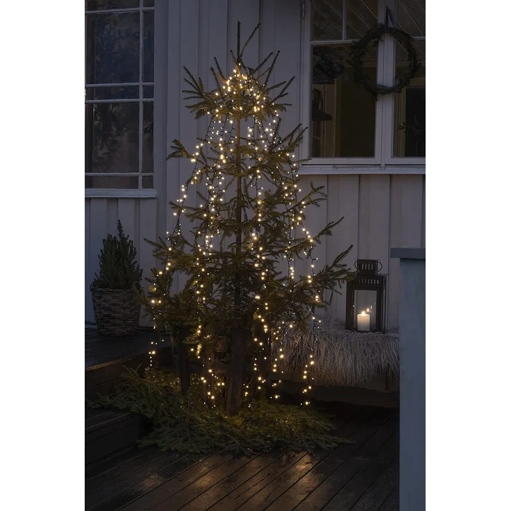 KONSTSMIDE LED-Baummantel Weihnachtsdeko aussen, Christbaumschmuck, 1080-flammig, Micro LED Compactlights Lichterkette mit Ring, 6 Stränge à 180 Dioden – Bild 6