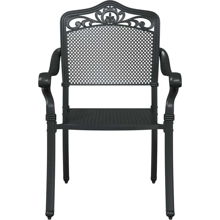 2er Set Gartenstuhl, Balkonstuhl Schwarz 55 x 55 x 92,5 cm Aluminium – Bild 4