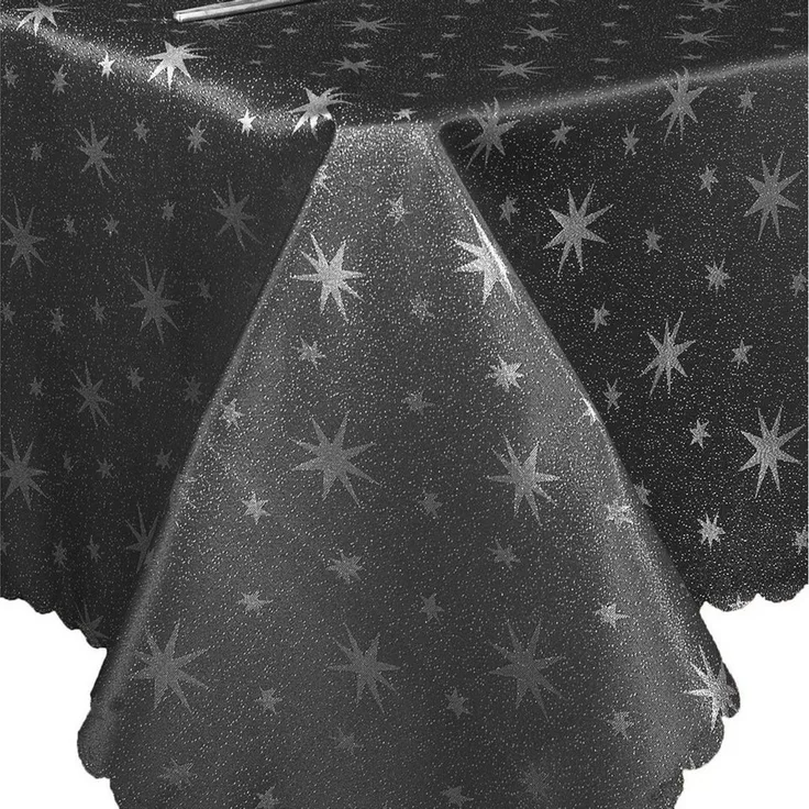 Brilliant Tischdecke Glitzer Sterne Tischdecke Grau Silber 90x90 Mitteldecke Weihnachten, strapazierfähig