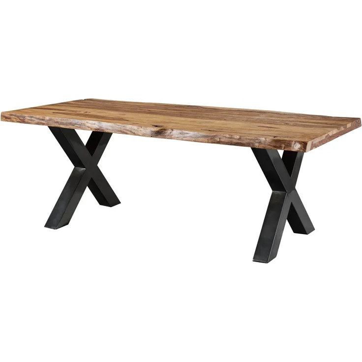 Baumtisch Sheesham 180x90x77 natur sandgestrahlt / X-Beine anthrazit glänzend FREEFORM 5 – Bild 9