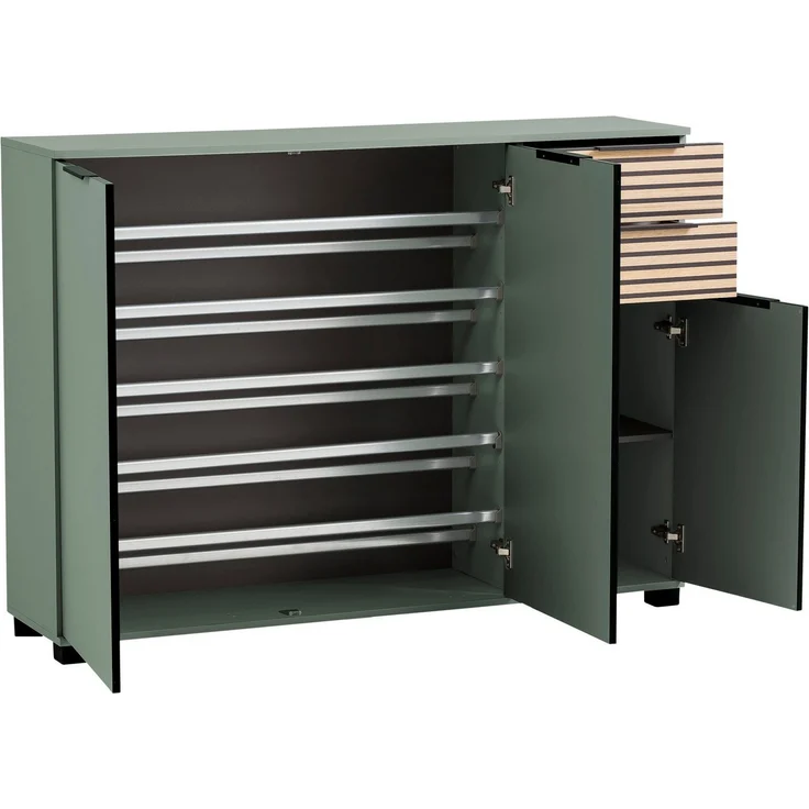 Schildmeyer Schuhschrank Alexa, Holzwerkstoff, Pistazie/Akustikpaneel Optik, 141,9 x 35,0 x 105,5 cm – Bild 2