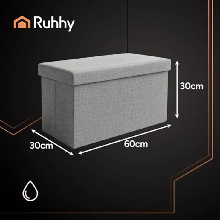 Ruhhy Stauraumhocker Stoffpouf Sitzbox Truhe XL (Spar-Set, 1 St, bis zu 80 kg), 54 l Stauraum, ideal für Decken, Spielzeug oder Alltagsgegenstände – Bild 2