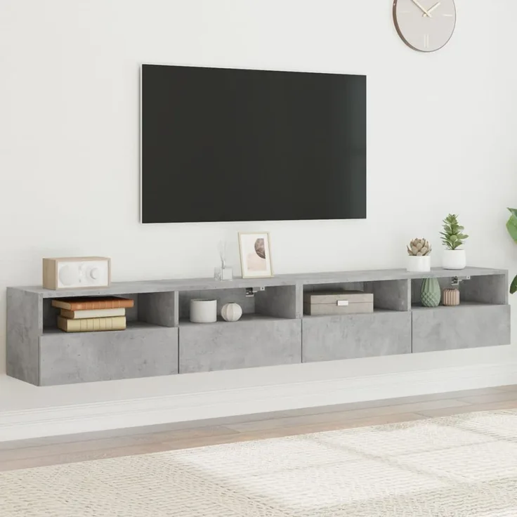 2 pcs TV-Wandschrank, TV Hängeboard Hängeschrank Betongrau 100x30x30 cm Holzwerkstoff