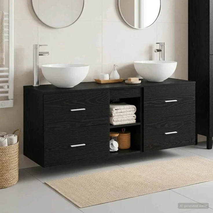 vidaXL Badezimmerschrank-Set 3 stk. Schwarze Eiche 129 x 35 x 80 cm 3405788 – Bild 1