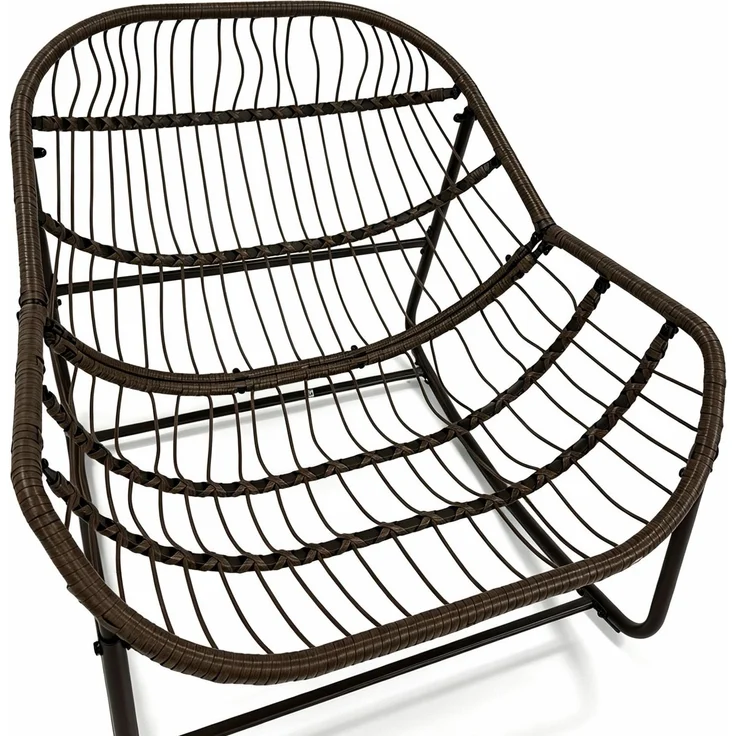 Rattan-Schaukelstuhl mit Stahlgestell, 78x106x90 cm, Orange – Bild 7