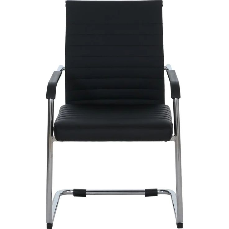 2er-Set Besucherstuhl HWC-Q85, Konferenzstuhl Freischwinger, Metall Kunstleder 280 g/m² ~ schwarz – Bild 7