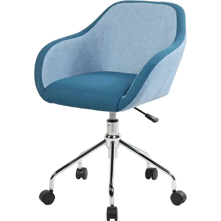 Dmora - Stuhl mit Rädern Mandurah, Task-Bürosessel, ergonomischer Bürositz, 56x58h77/84 cm, Blau