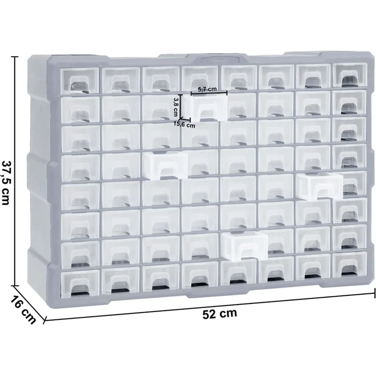 vidaXL Multi-Schubladen-Organizer mit 64 Schubladen 52x16x37,5 cm 147580 – Bild 9