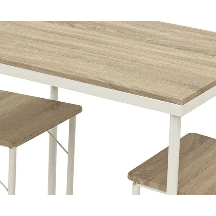 DEGAMO KÖLN Essgruppe 3-teilig, Metall + MDF, weiss/eichefarben, Tisch 80x60cm – Bild 4