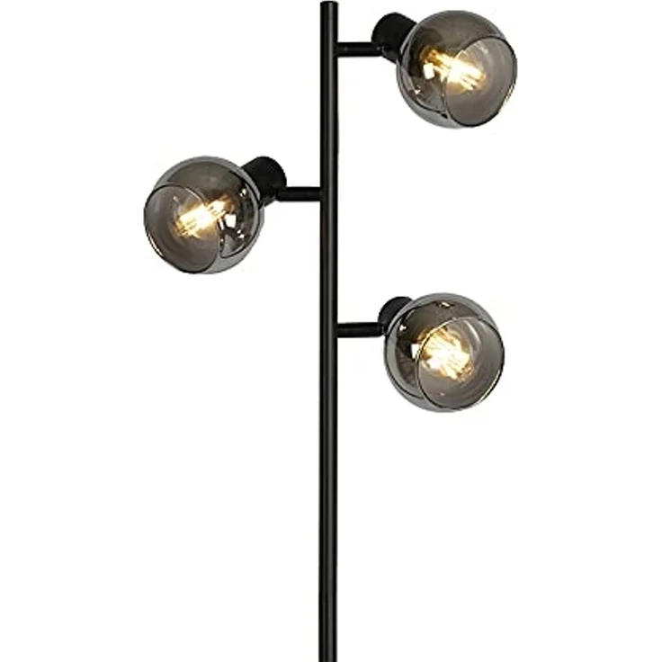 Qazqa Stehlampe Vidro, ohne Leuchtmittel, E14, Schwarz, Art Deco, Glas, 3-flammig – Bild 3
