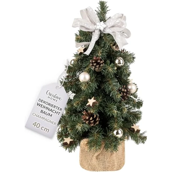Creative Home Künstlicher Weihnachtsbaum Weihnachtsbaum Geschmückt Höhe 40 cm, Künstlicher Tannenbaum Mini, für Tisch Schreibtisch Büro – Bild 2