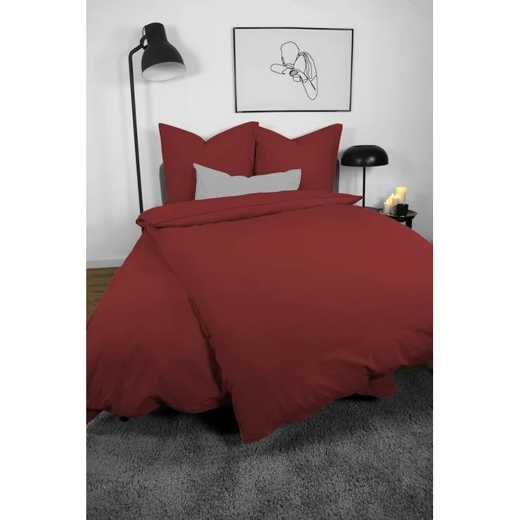 Bettwäsche Lissabon, Renforcé (Bio-Baumwolle), 2 teilig, unifarben, stonewashed und in vielen Farben
