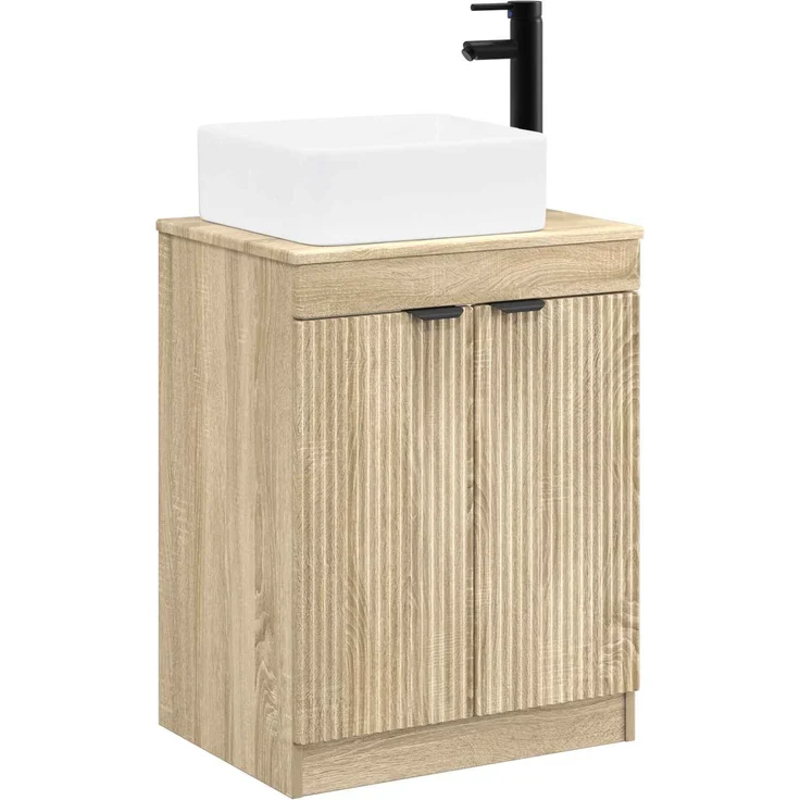 vidaXL Waschbeckenschrank Sonoma-Eiche 54 x 41 x 100 cm Holzwerkstoff 3404224 – Bild 2