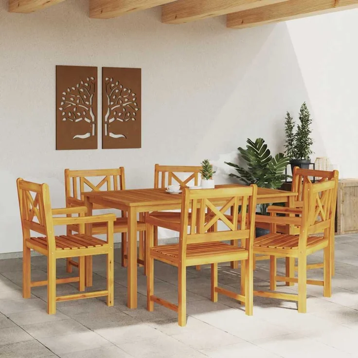 vidaXL Gartenstuhl 6 pcs 56 x 56 x 90 cm Massivholz Akazie 3324847 – Bild 2