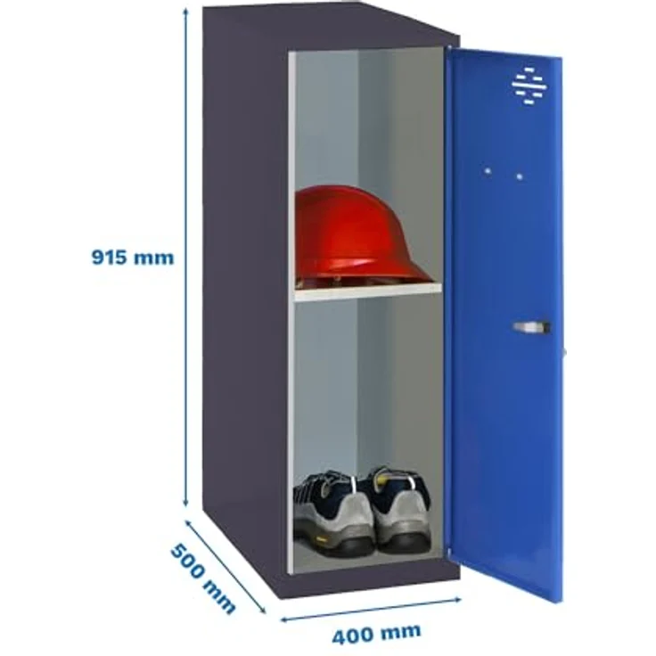 Simon Rack Simonlocker Kommode, klein, 915 x 400 x 500 mm, Amario aus Metall, mit Schlüssel, Anthrazit/Blau – Bild 3
