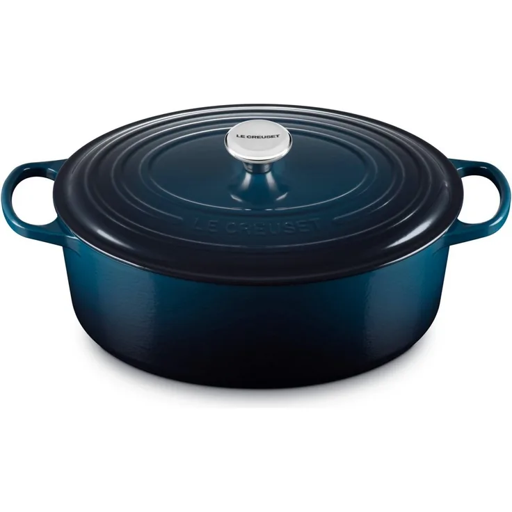 LE CREUSET Bräter Bräter Signature oval nuit 33cm, Emailliertes Gusseisen