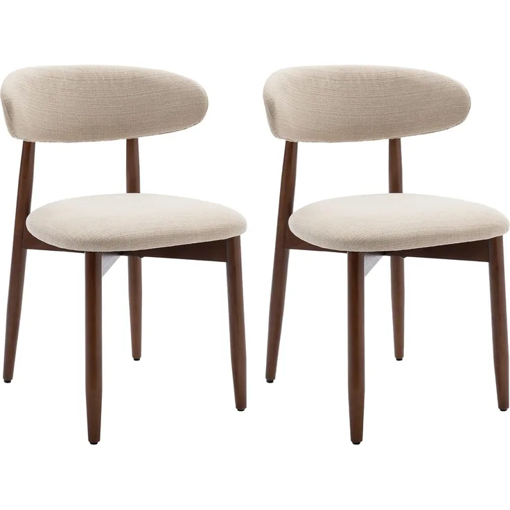 COLAMY Esszimmerstühle 2er Set, Moderne Küchenstühle Gepolstert, Polsternder Stühle Esszimmer mit Rückenlehne, Stoff Dining Chairs mit Back und Holzbeinen für Esszimmer, Küche, Restaurant, Beige