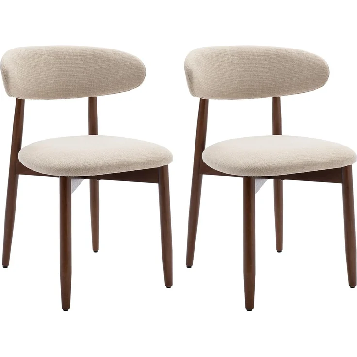COLAMY Esszimmerstühle 2er Set, Moderne Küchenstühle Gepolstert, Polsternder Stühle Esszimmer mit Rückenlehne, Stoff Dining Chairs mit Back und Holzbeinen für Esszimmer, Küche, Restaurant, Beige