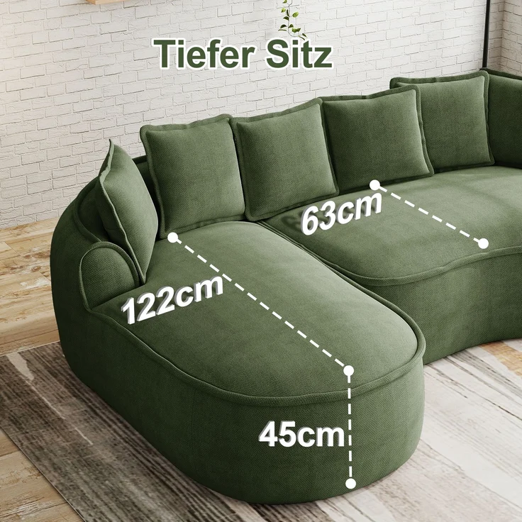 ZUBALIYA SchlafSofa mit Chenille - Bezug, mit breiten Armlehnen, mit Schaumstoffpolsterung, aus Chenille, Grün – Bild 5