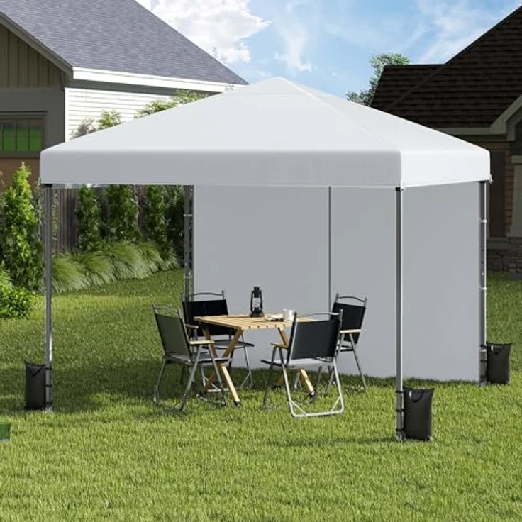 YITAHOME 3x3 m Pop-Up Pavillon | wasserdicht Faltpavillon | Anti-UV Gartenzelt Partyzelt | mit Tragetasche und Seilen | für Terrasse Strand Camping Markt Festival (Weiß+Einteiliges Tuch) – Bild 4