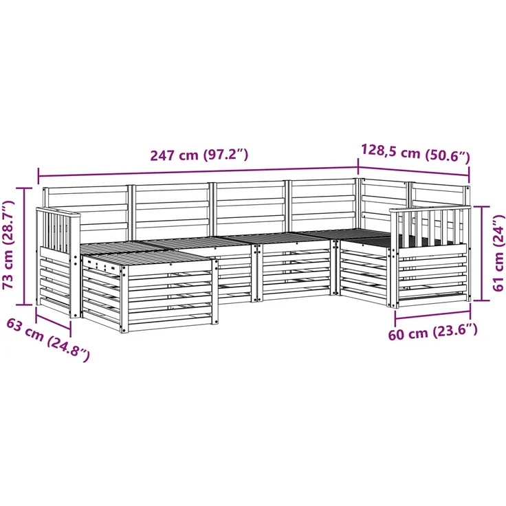 vidaXL Outdoor-Sofagarnitur 6 stk. 5-Sitzer Natur Massivholz Akazie 3375079 – Bild 9